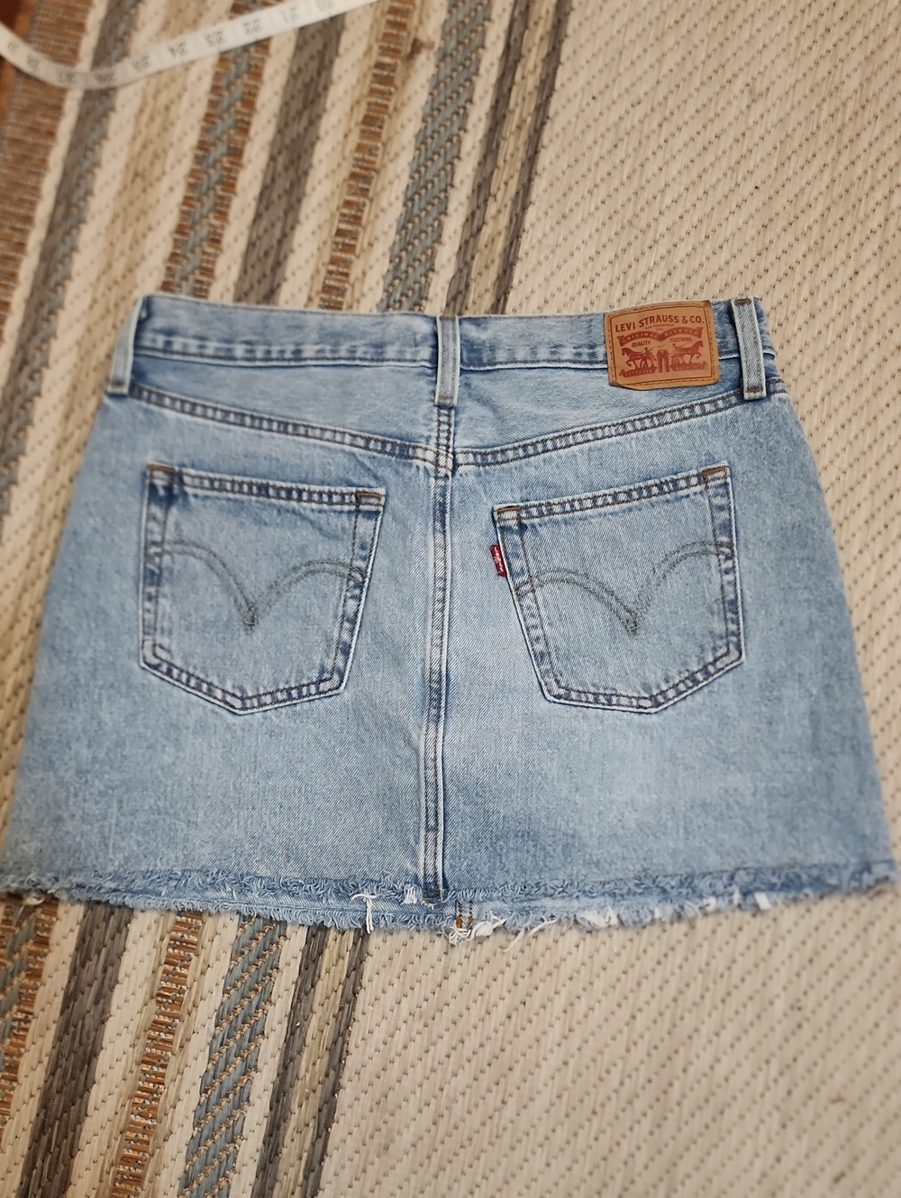 Levi's Light Blue Denim Mini Skirt with Frayed Hem
